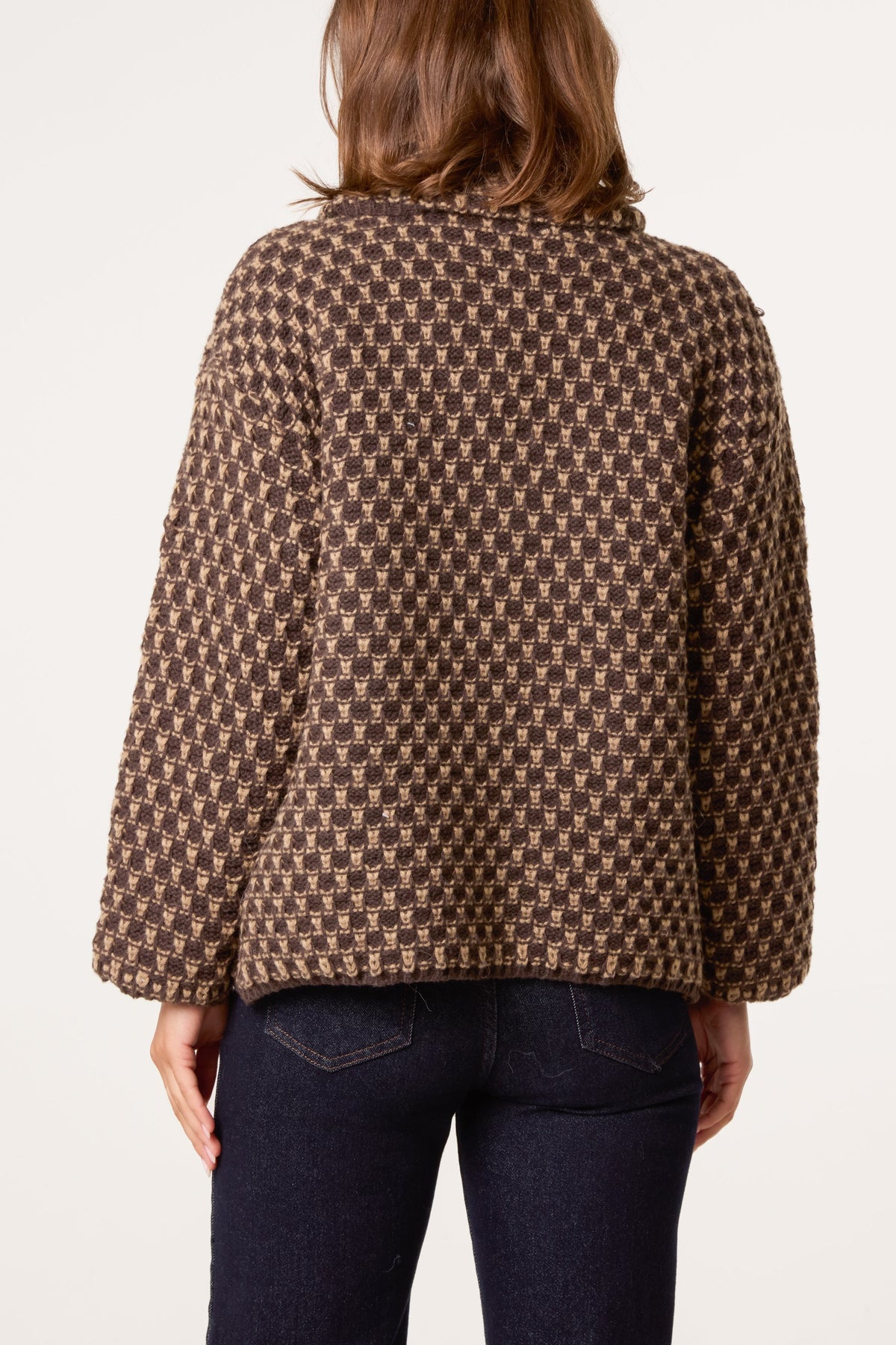 Women's Structured Knit Cardigan Coat - Chocolate Brown