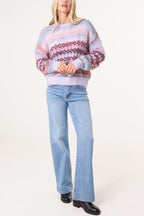 Women's Flecked Stripe Knit Jumper - Textured Pullover