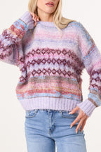 Women's Flecked Stripe Knit Jumper - Textured Pullover