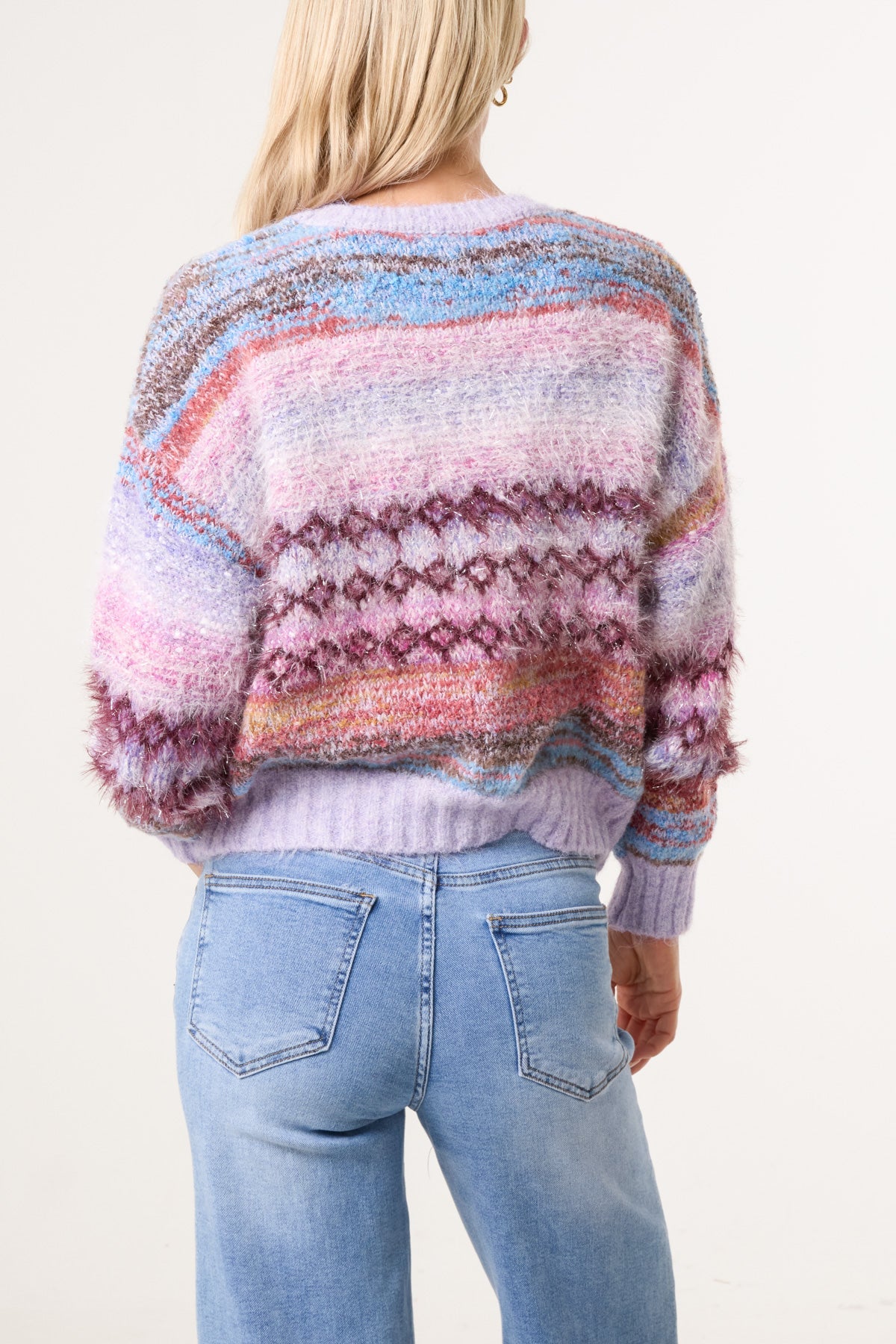 Women's Flecked Stripe Knit Jumper - Textured Pullover