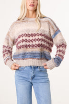 Women's Flecked Stripe Knit Jumper - Textured Pullover