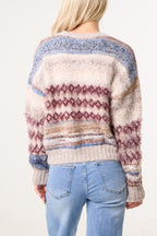 Women's Flecked Stripe Knit Jumper - Textured Pullover