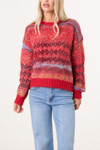 Women's Flecked Stripe Knit Jumper - Textured Pullover