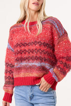Women's Flecked Stripe Knit Jumper - Textured Pullover