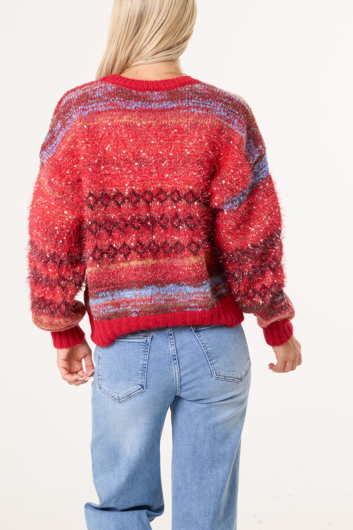 Women's Flecked Stripe Knit Jumper - Textured Pullover