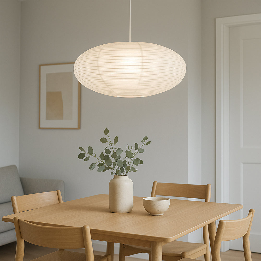 Wabi-Sabi Cotton Paper Pendant Light - Japanese Style Hanging Lamp