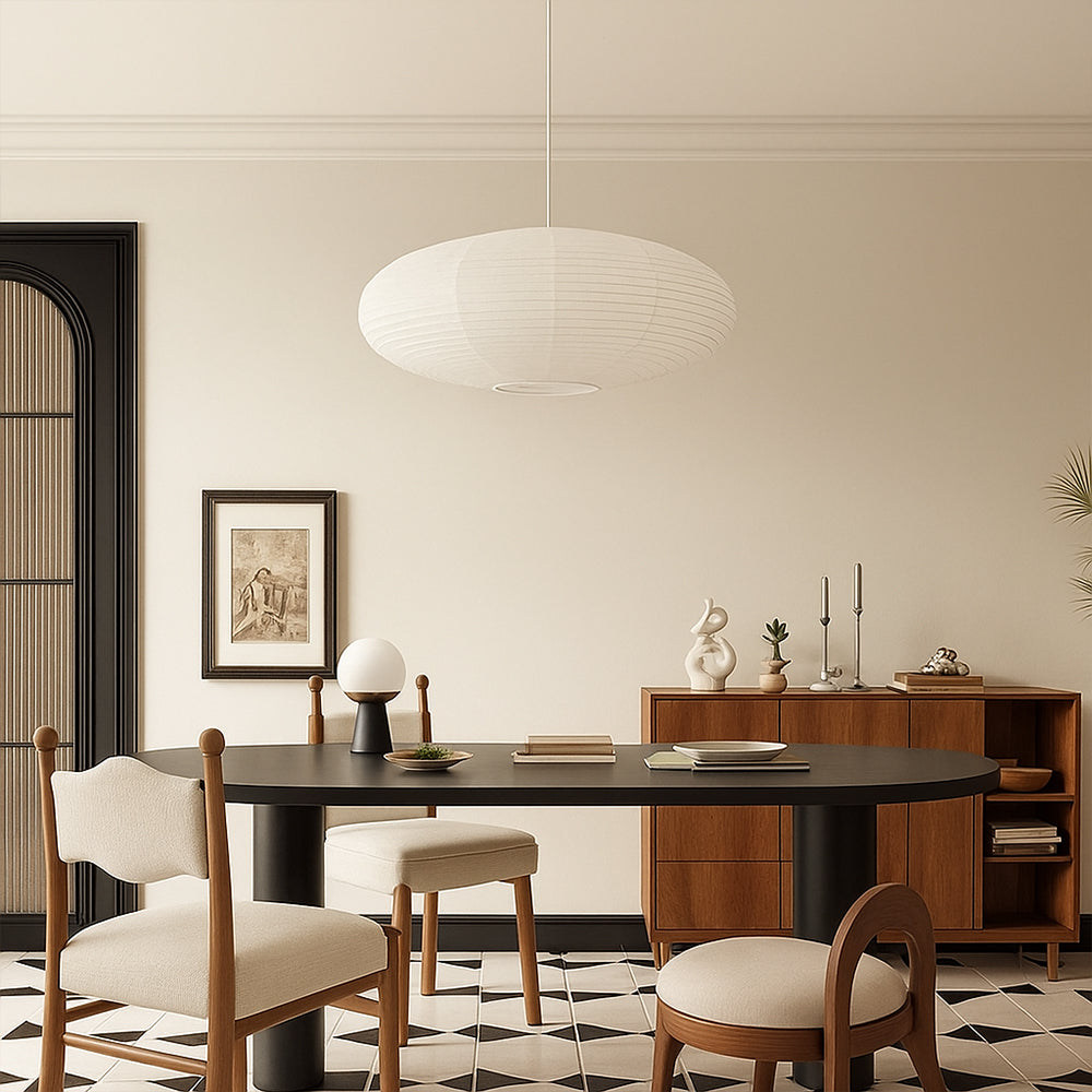 Wabi-Sabi Cotton Paper Pendant Light - Japanese Style Hanging Lamp