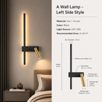Wall Lights for Living Room with Vertical LED Bar and Adjustable Spotlight