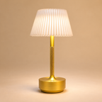 Liberty Rechargeable Cordless Table Lamp - Brass - Ivory Pleated Shade [D]