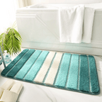 Bath Mat Non Slip Fluffy Striped Rug - Washable Bathroom Rug