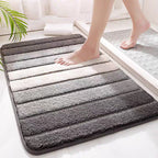 Bath Mat Non Slip Fluffy Striped Rug - Washable Bathroom Rug