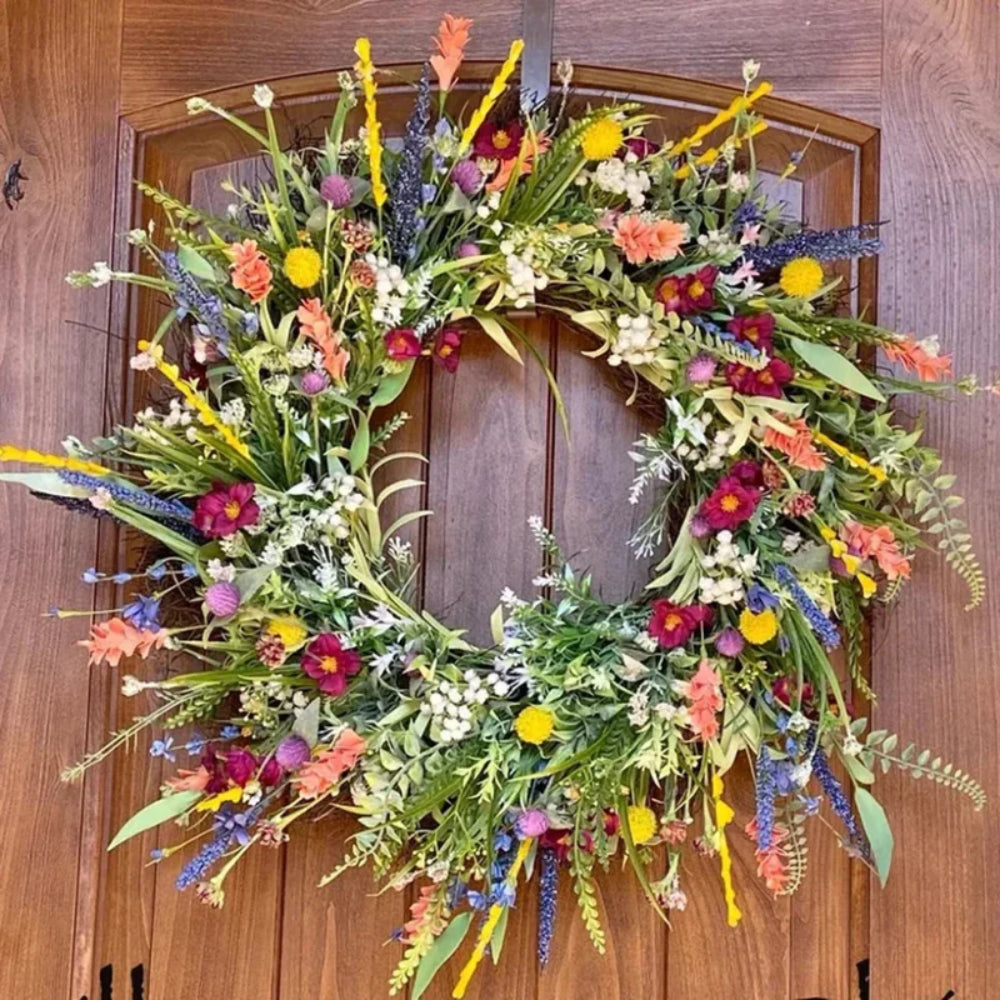 Floral Door Wreath – Decorative Flower Wreath for Front Door