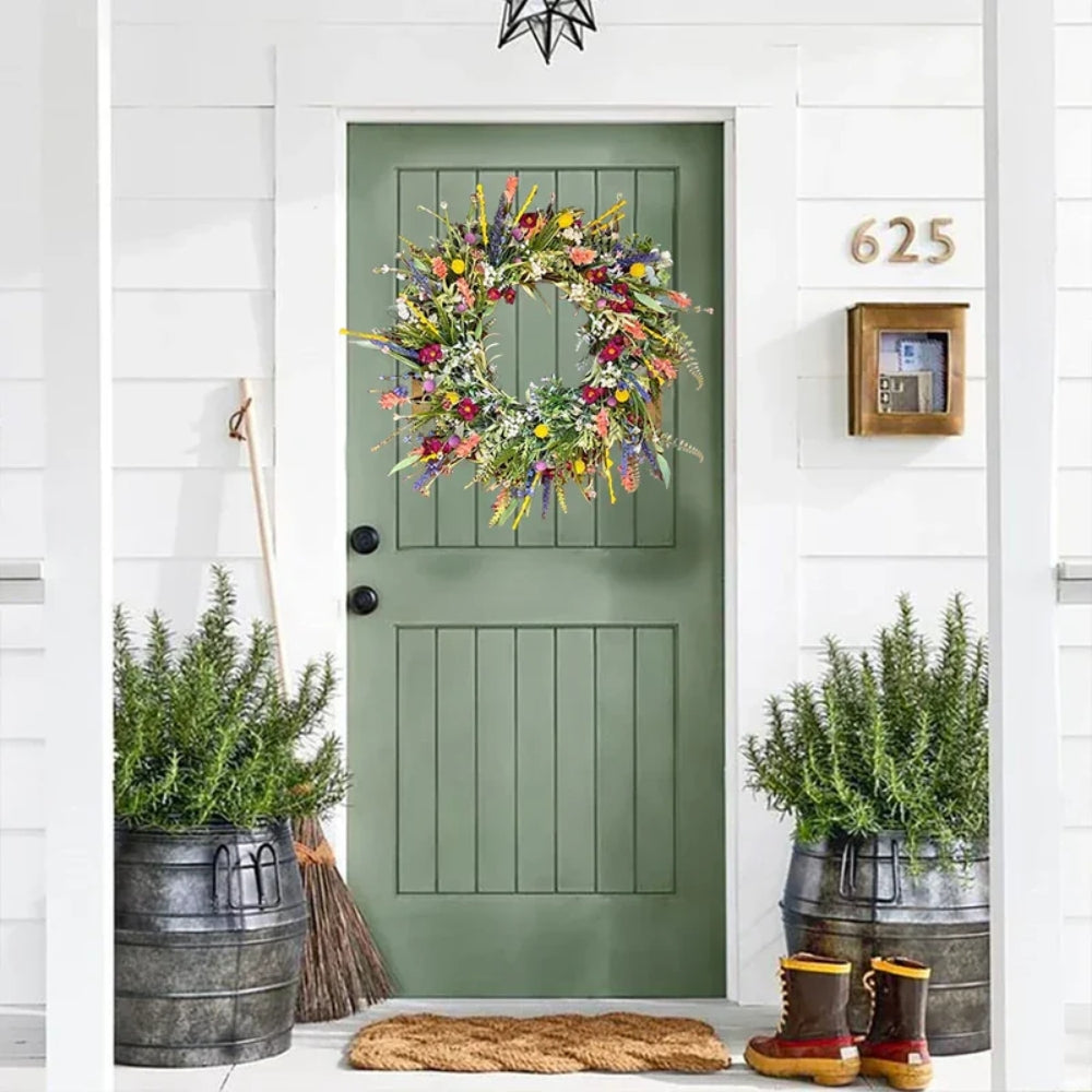 Floral Door Wreath – Decorative Flower Wreath for Front Door