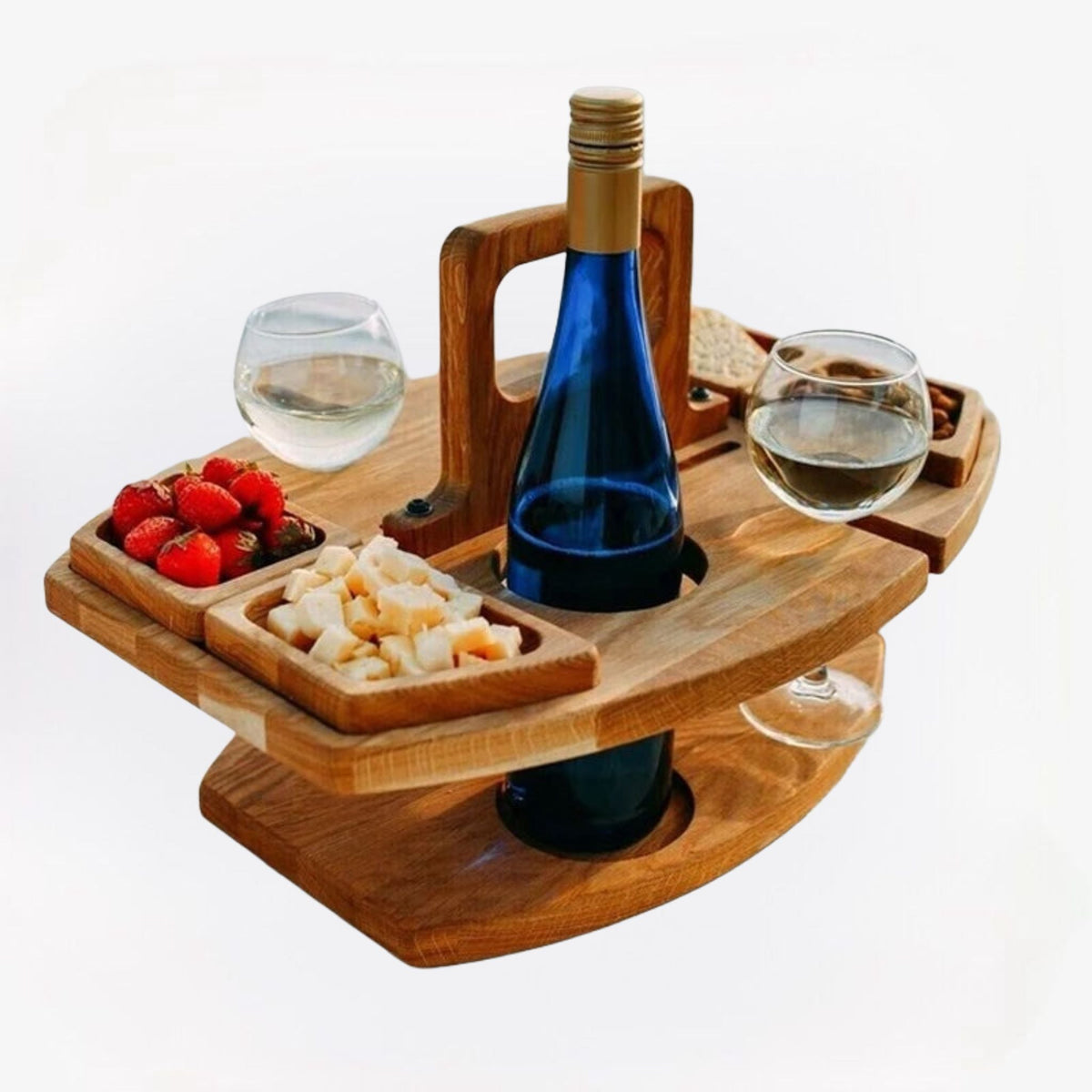 Portable Wooden Picnic Table – Compact Outdoor Wine Table for Garden & Balcony
