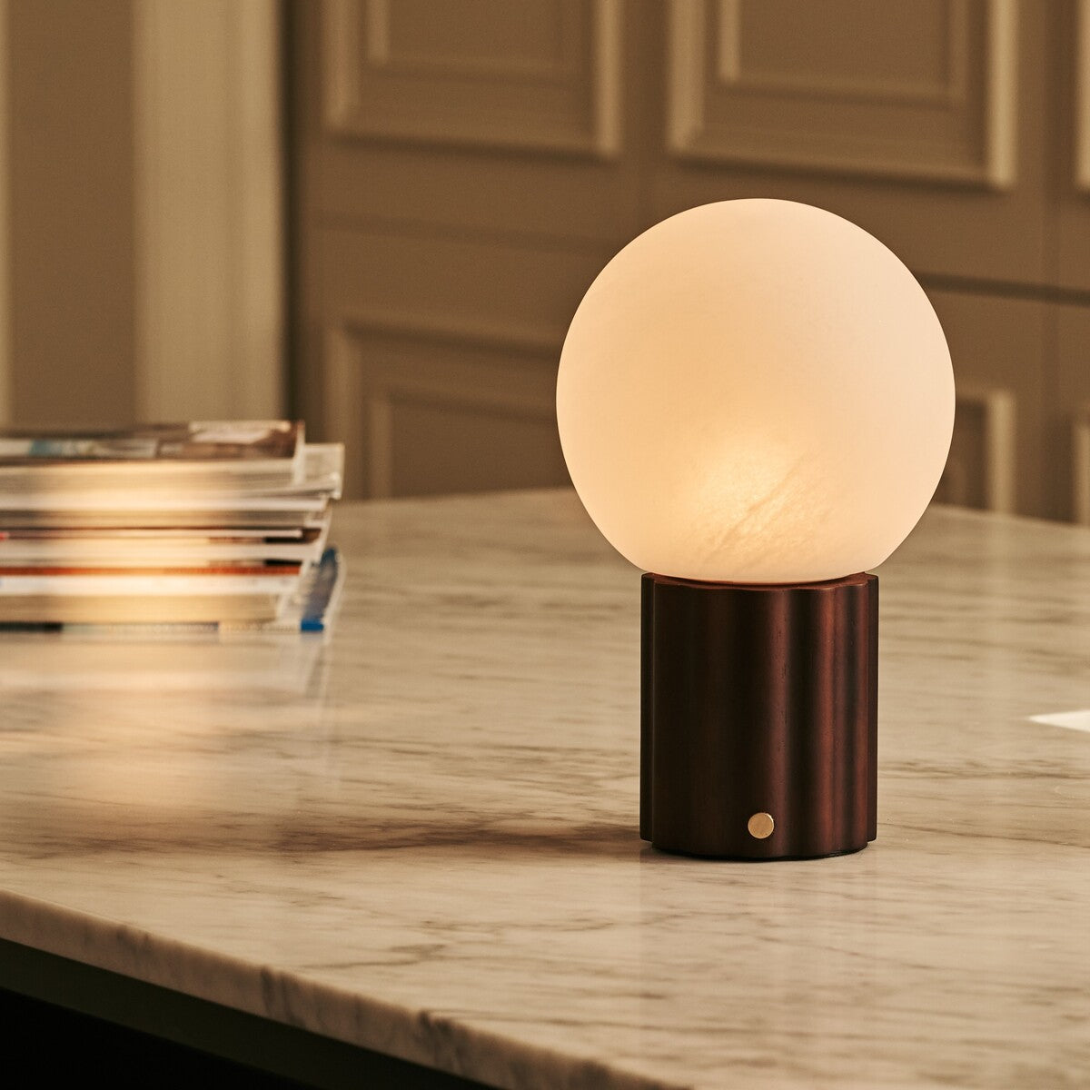 Wim Dark Brown Rechargeable Table Lamp | 3 Light Colors, Modular Lampshade & Wireless