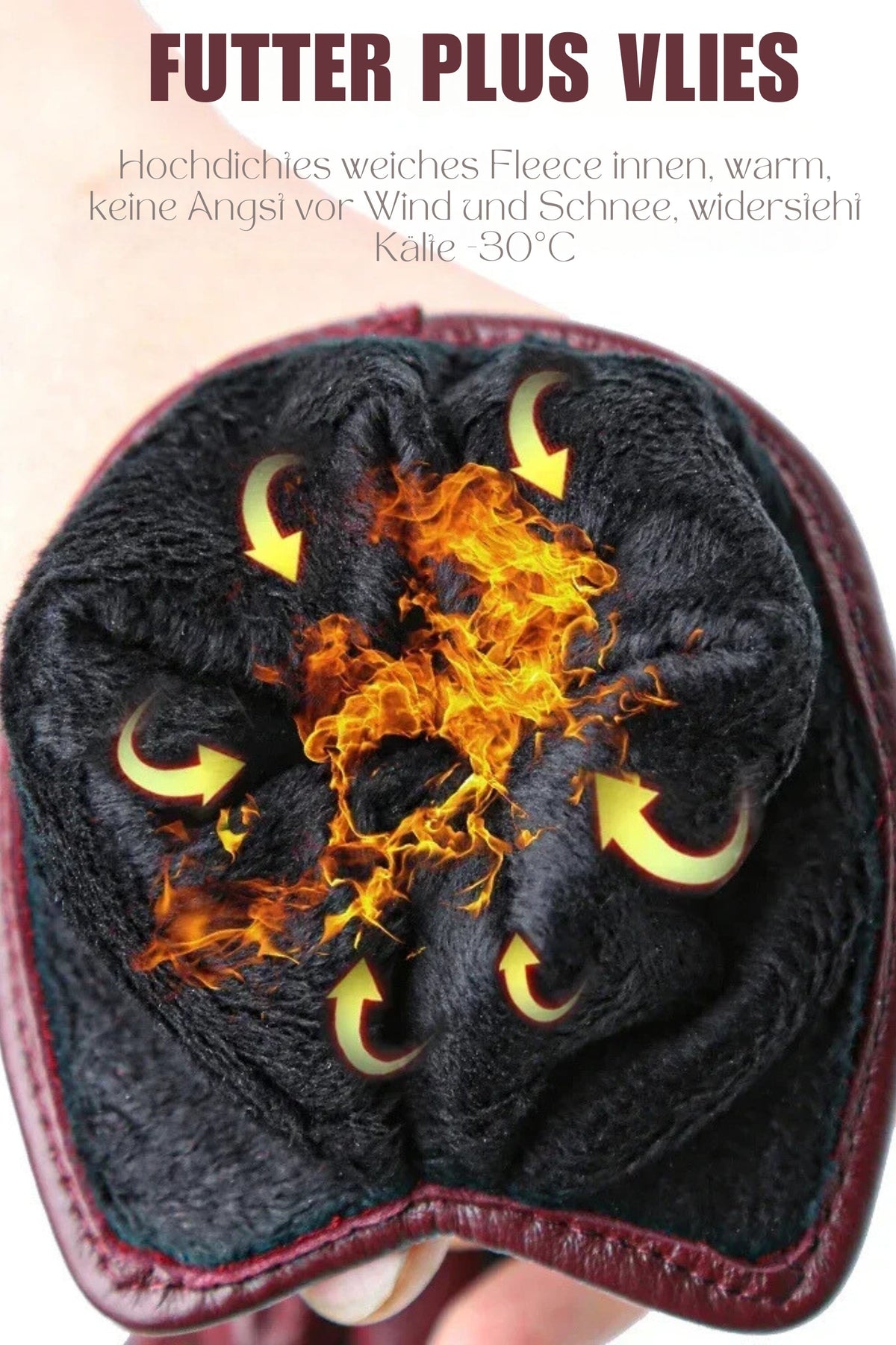 Women's Leather Winter Gloves - Warm Fleece-Lined Gloves