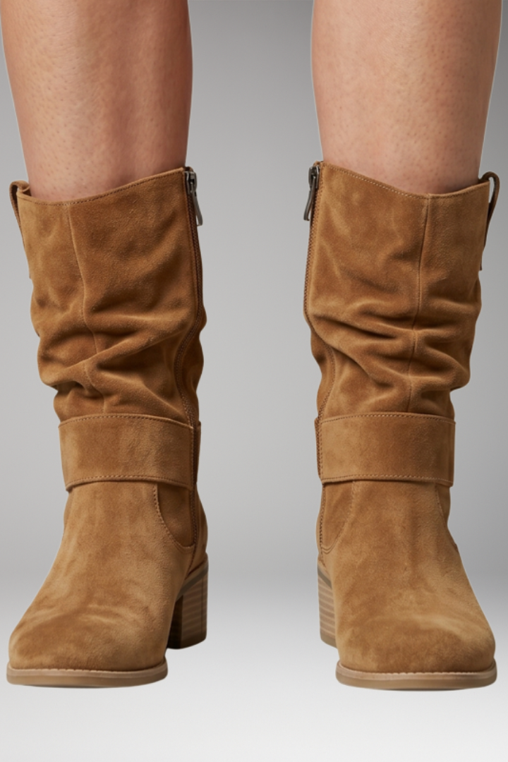 Women's Suede Ankle Boots with Orthopedic Insole and Side Zip Closure