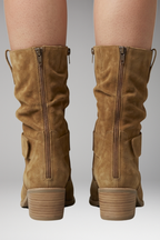 Women's Suede Ankle Boots with Orthopedic Insole and Side Zip Closure