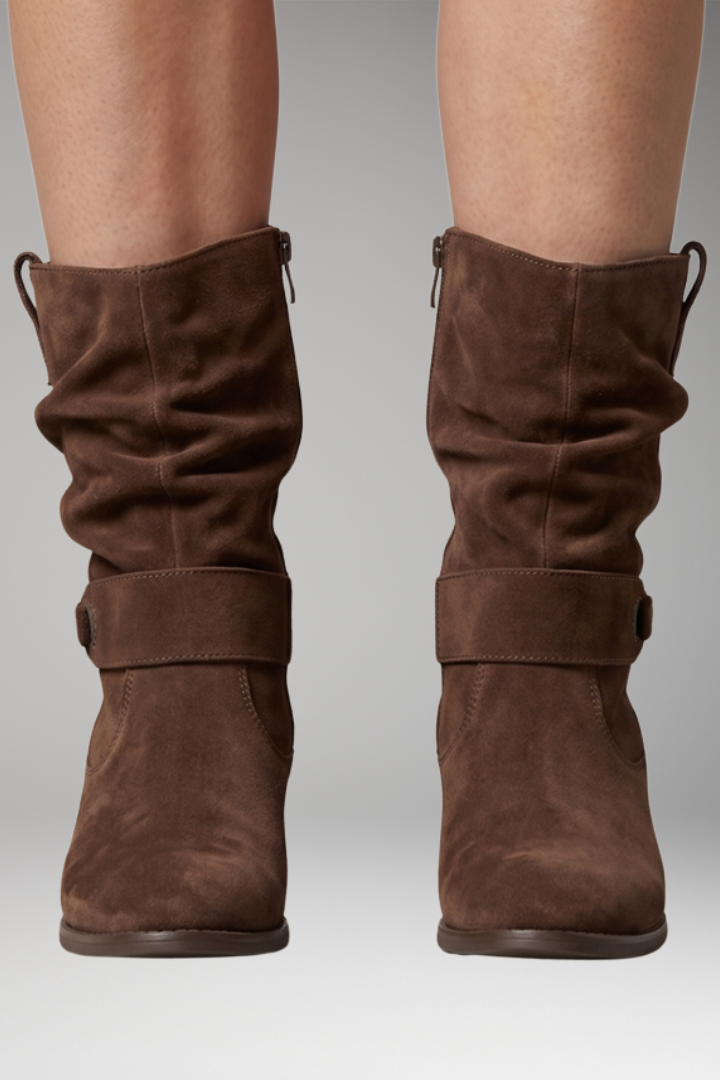 Women's Suede Ankle Boots with Orthopedic Insole and Side Zip Closure