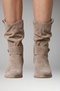 Women's Suede Ankle Boots with Orthopedic Insole and Side Zip Closure