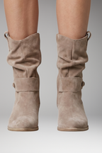 Women's Suede Ankle Boots with Orthopedic Insole and Side Zip Closure