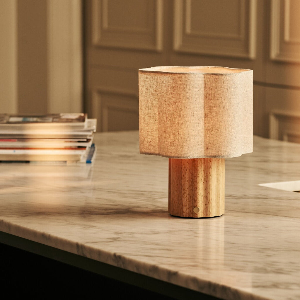 Yalisa Light Brown Rechargeable Table Lamp | Modular, Linen Blend & Dimmable