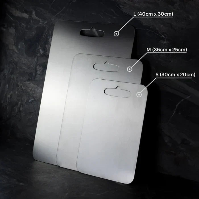 Titanium Cutting Board – Silver Antibacterial Surface, Knife-Friendly