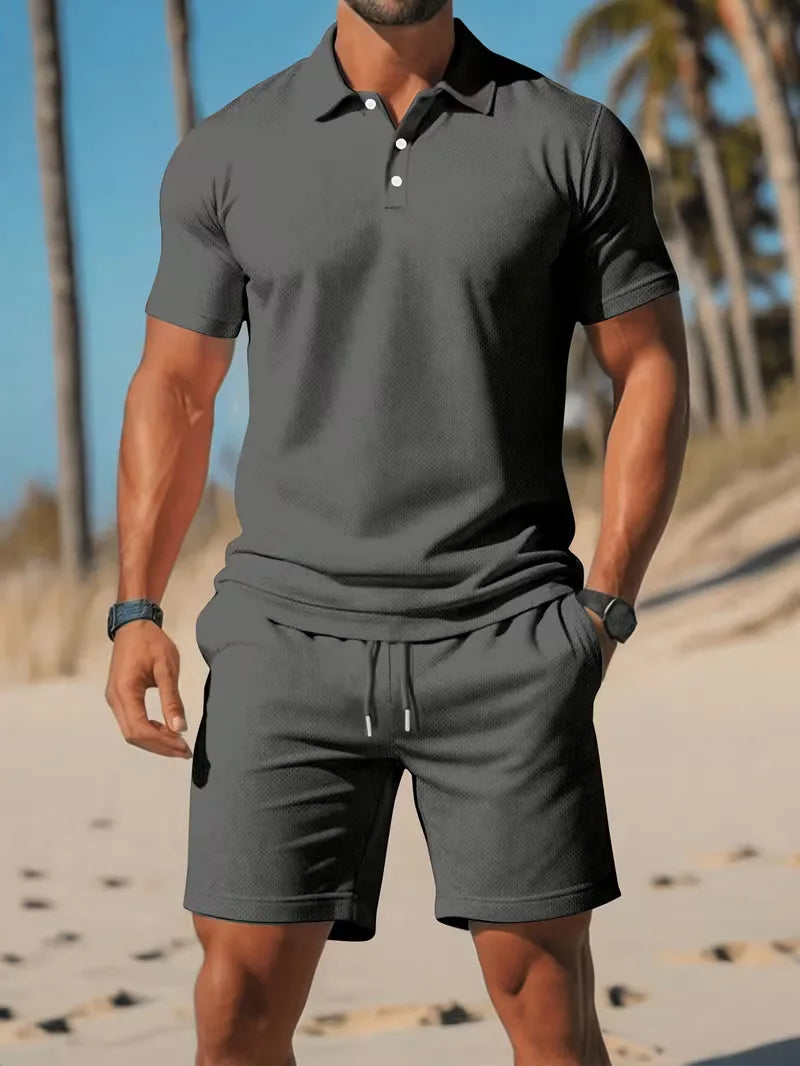 Men's Summer Polo Shirt and Shorts Set – Lightweight Two-Piece