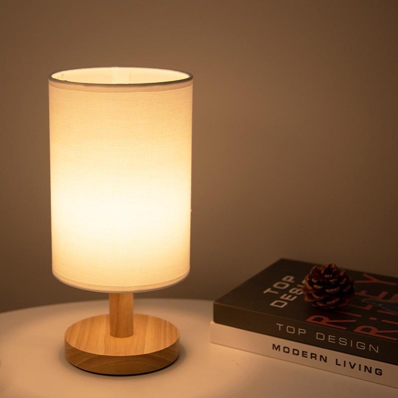 Organic Wood & Linen Lamp with Remote Control