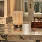 Alba Dark Brown – Emperador Dark Marble Rechargeable Table Lamp | Wireless, 3 Light Colors & Dimmable