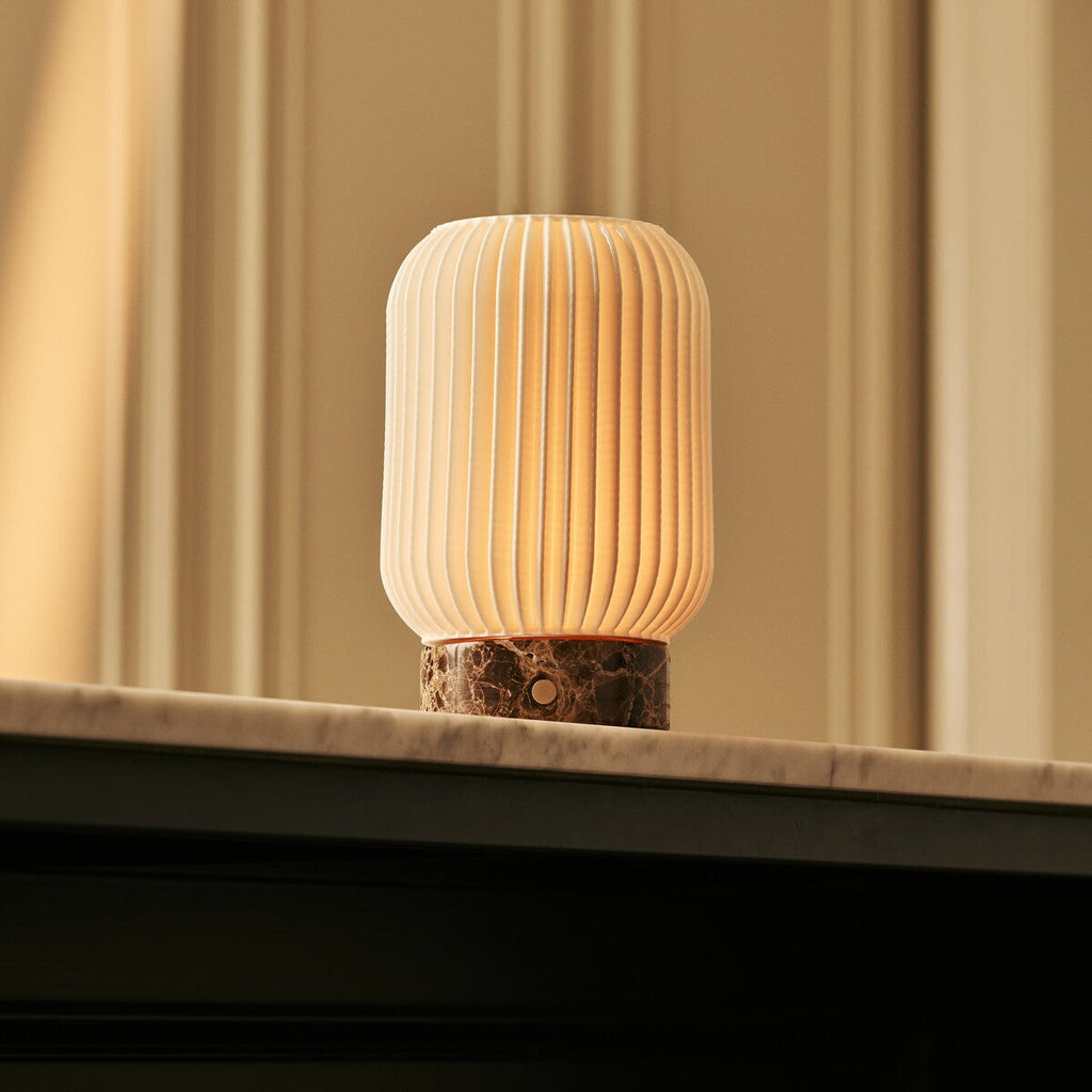 Alba Dark Brown – Emperador Dark Marble Rechargeable Table Lamp | Wireless, 3 Light Colors & Dimmable