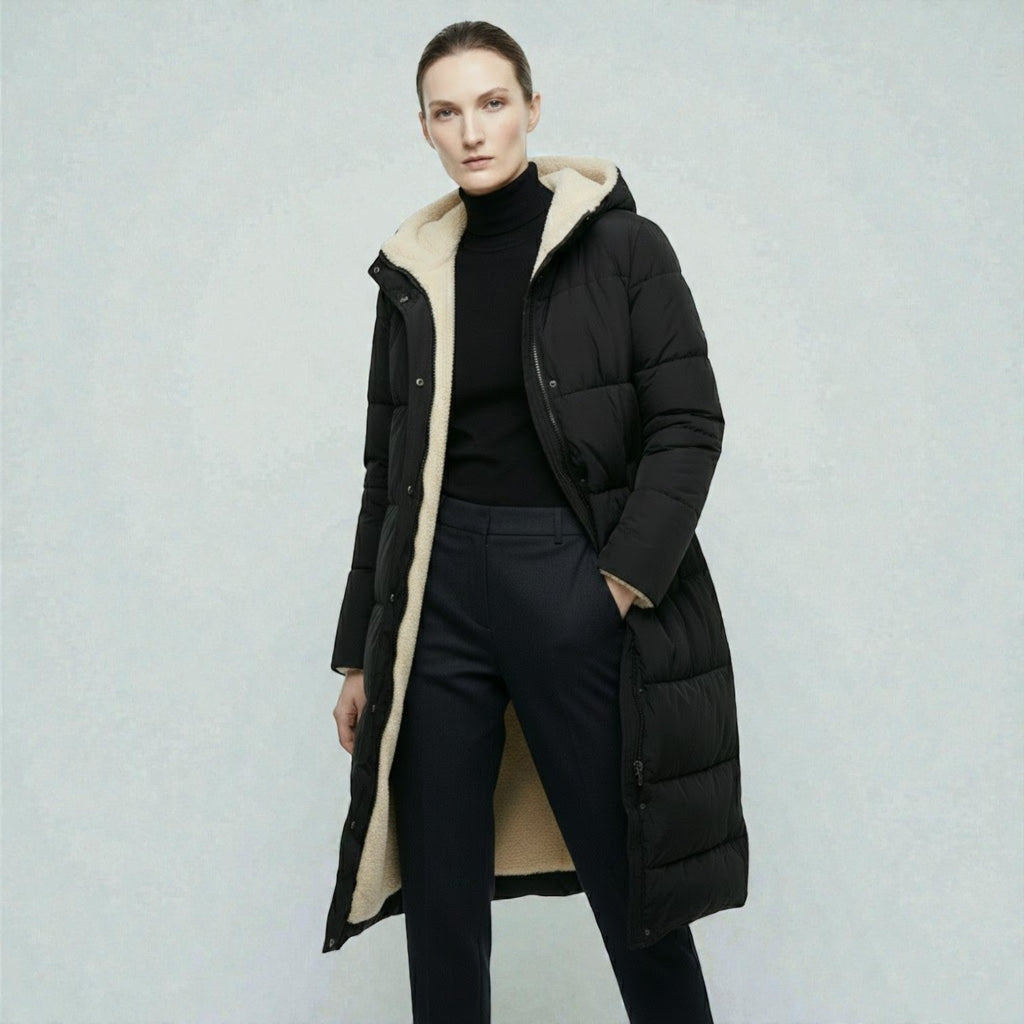 Alessia – Women's Winter Reversible Jacket - Puffer Jacket - Black - Taylor & Bennett