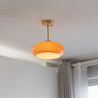 Amber Glass Vintage Oval Semi Flush Ceiling Light
