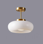 Amber Glass Vintage Oval Semi Flush Ceiling Light