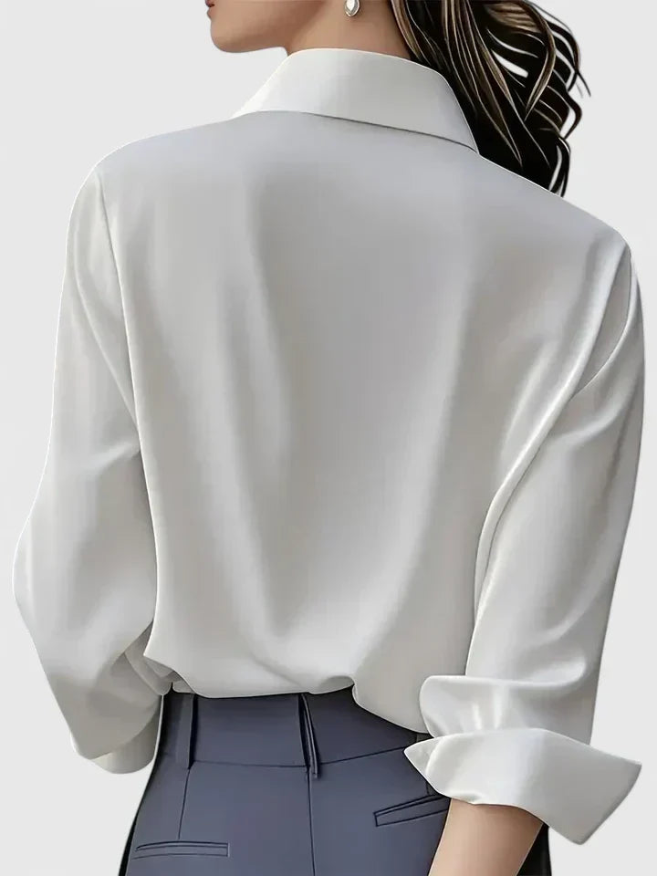 Women's Blouse with Hidden Button Placket for the Office
