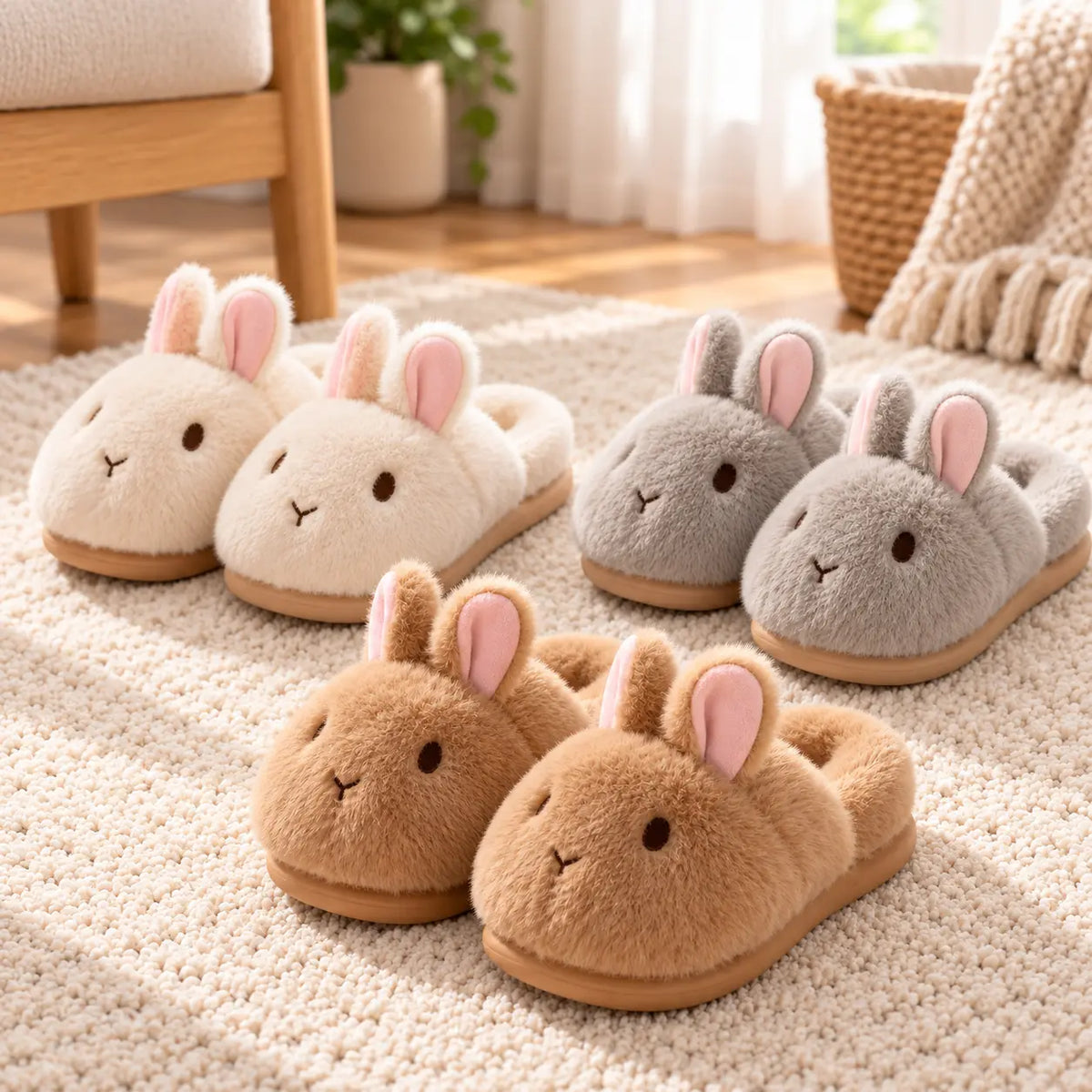 Ladies Slippers Plush Cushioned Sole Non-Slip