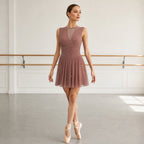 ballet leotard — Dusty pink mesh open back front — view 11