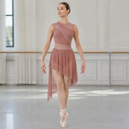 ballet leotard — Dusty pink asymmetric glitter front — view 18