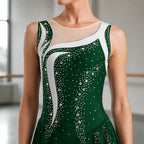 ballet leotard — Green rhinestone swirl detail — view 22