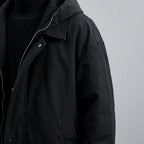 Kensington Overcoat — Black, studio construction detail