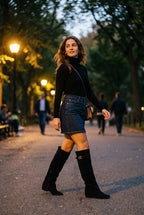 Women's Over-the-Knee Boots Draped in Black — lifestyle 1