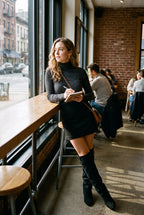 Women's Over-the-Knee Boots Draped in Black — lifestyle 2