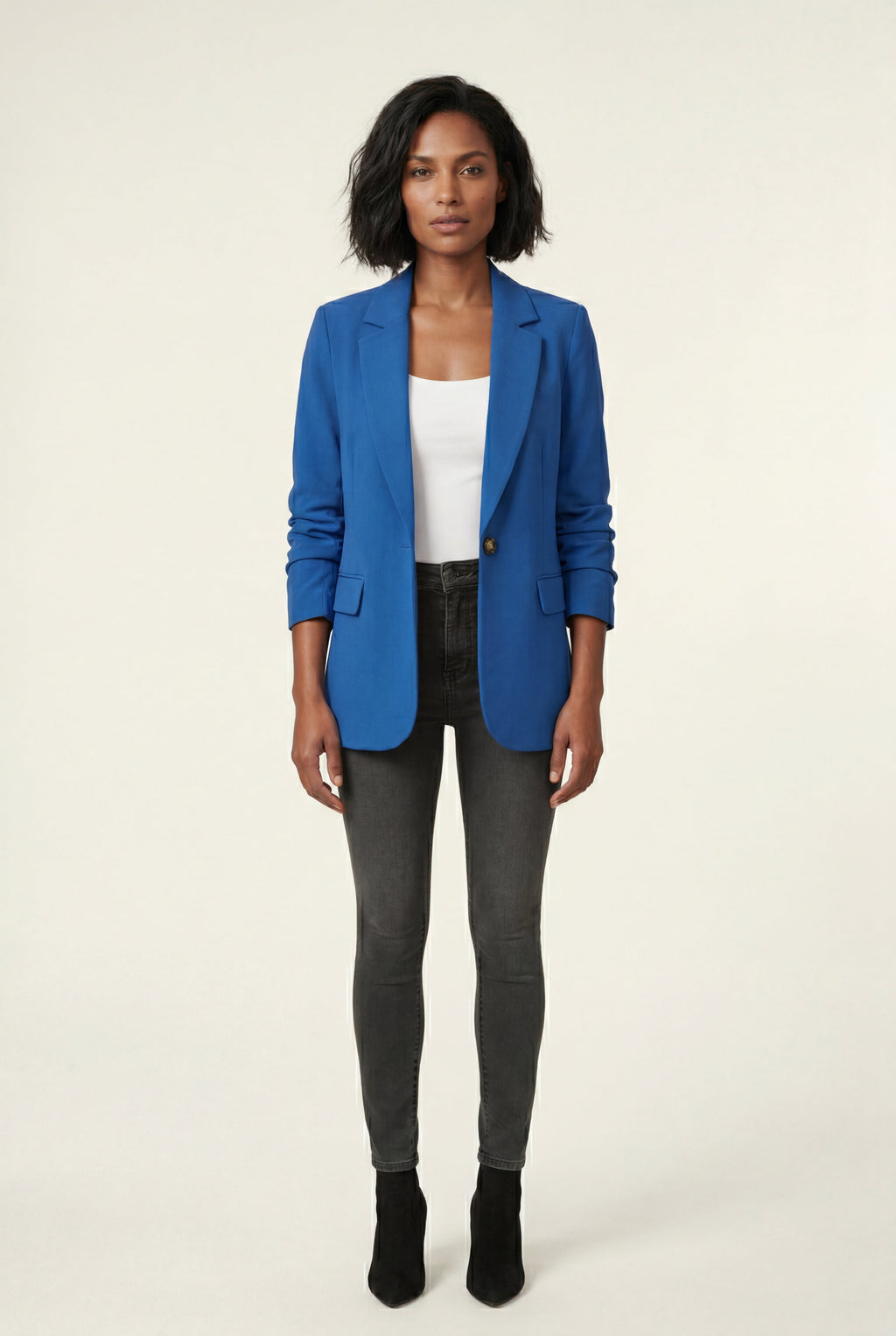 Blue Fitted Single-breasted Blazer with Classic Lapel - Blazers - Photo 10
