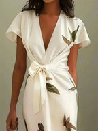 Devorah Leaf Print Wrap Midi Dress_4