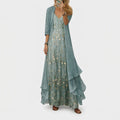 Iselin Embroidered Floral Two Piece Maxi Dress Set_1