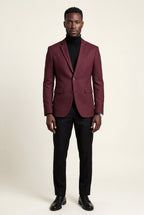 Burgundy Slim Tailored Single-breasted Formal Blazer - Formal blazers - Photo 3