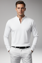 Men's Short-Sleeve V-Neck Shirt – Buttonless Front, Plain Weave