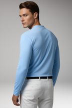 Men's Short-Sleeve V-Neck Shirt – Buttonless Front, Plain Weave