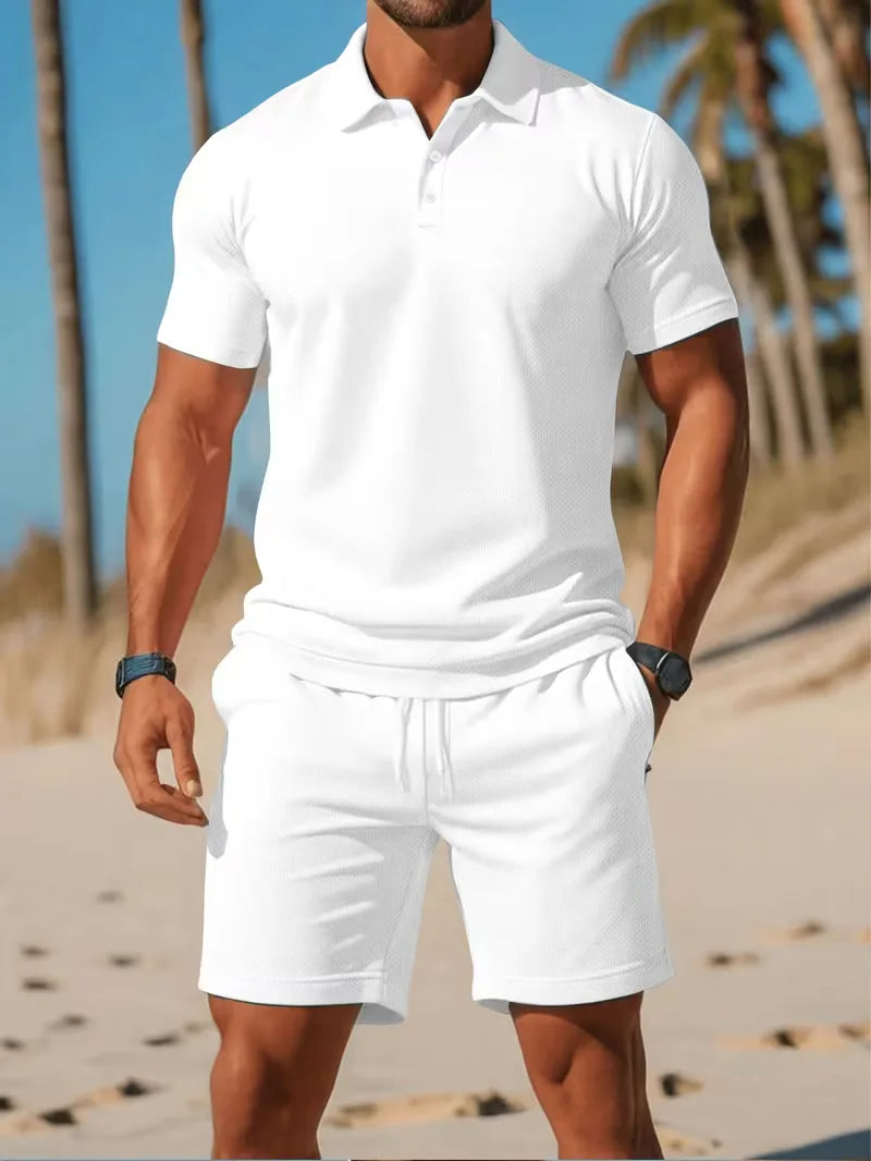 Men's Summer Polo Shirt and Shorts Set – Lightweight Two-Piece