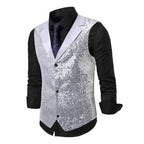 Mens Glitter Waistcoat with Satin Collar